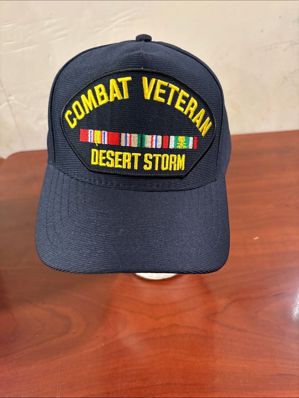Desert Storm Combat Veteran Dark Navy Blue Embroidered Hat